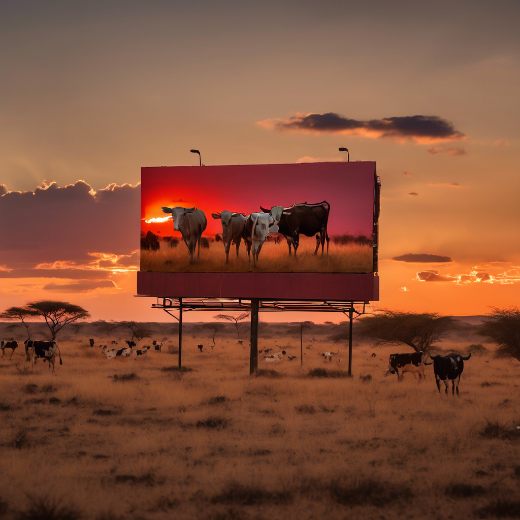 Roadside billboard on a Namibian savanna highway