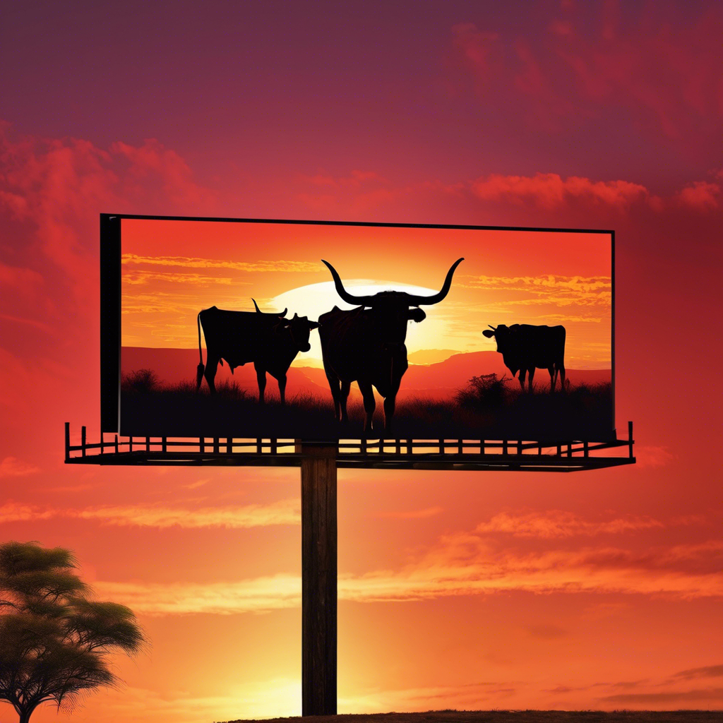 Nguni Marketing roadside billboard at golden hour in Namibia