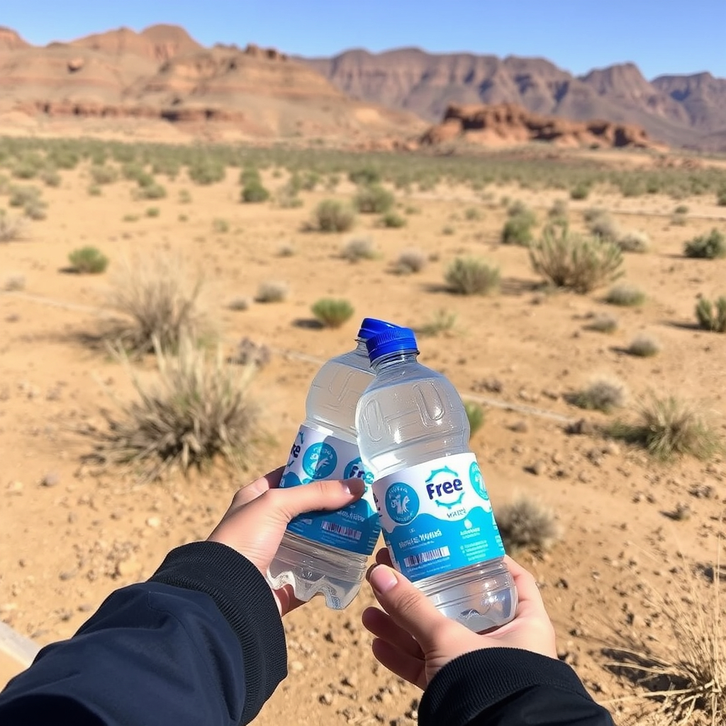 NamFreeWater bottle handed out in the Namibian heat